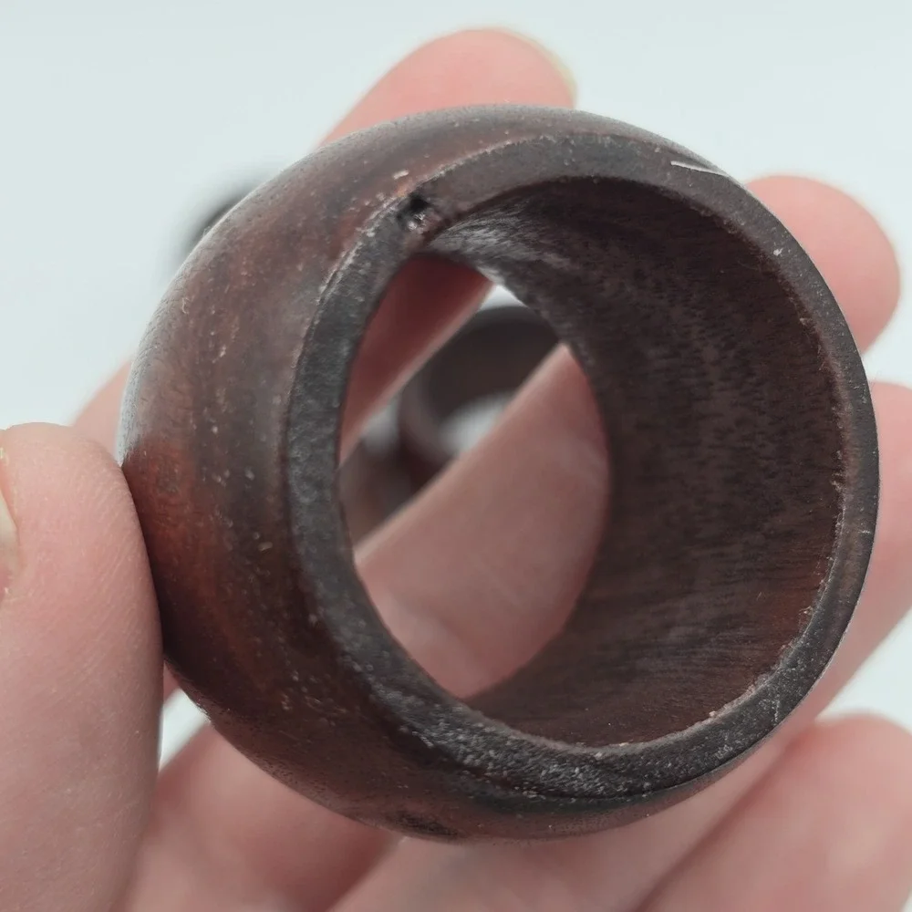 Vintage Wood Napkin Rings Set of 4 Treen Wooden Brown Minimalist Table